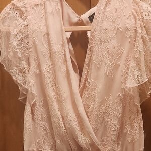 Trixxi Pink Lace Jumpsuit with Voluminous Sleeves